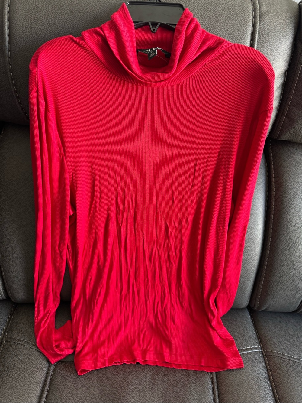Ralph Lauren Bright Red Long-Sleeve Turtleneck Top